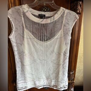 Escada Sheer White Sleeveless Blouse